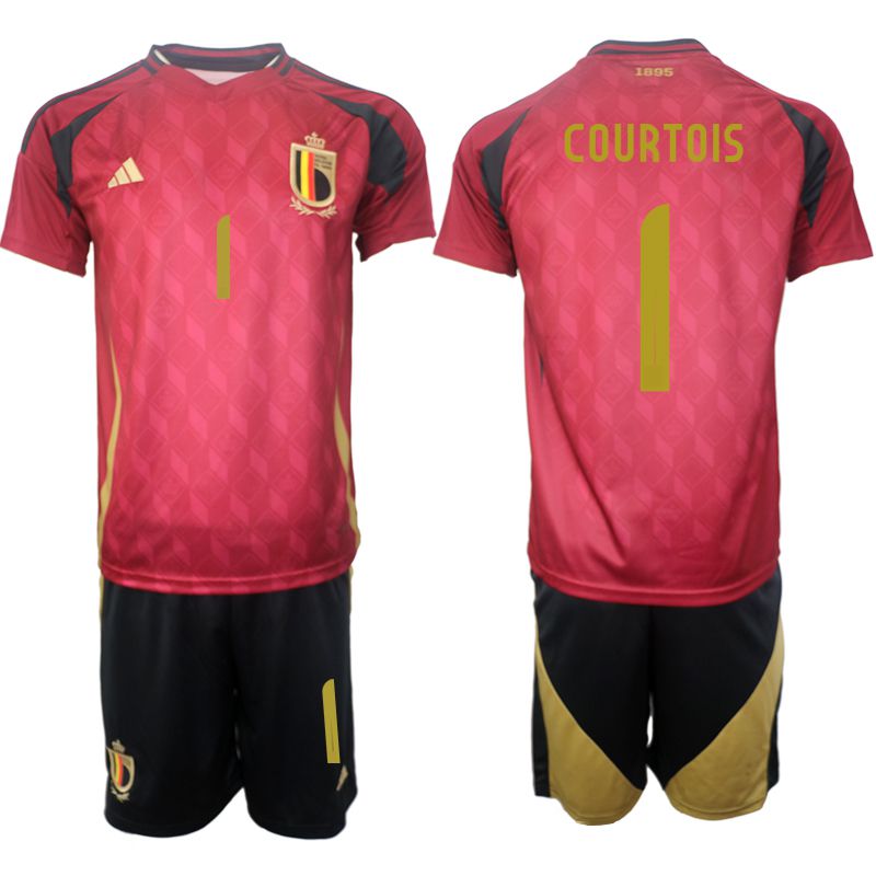 Men 2024-2025 Season Belgium home red #1 Soccer Jersey